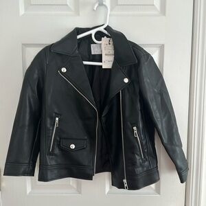 Zara black faux leather jacket, size 10 girls